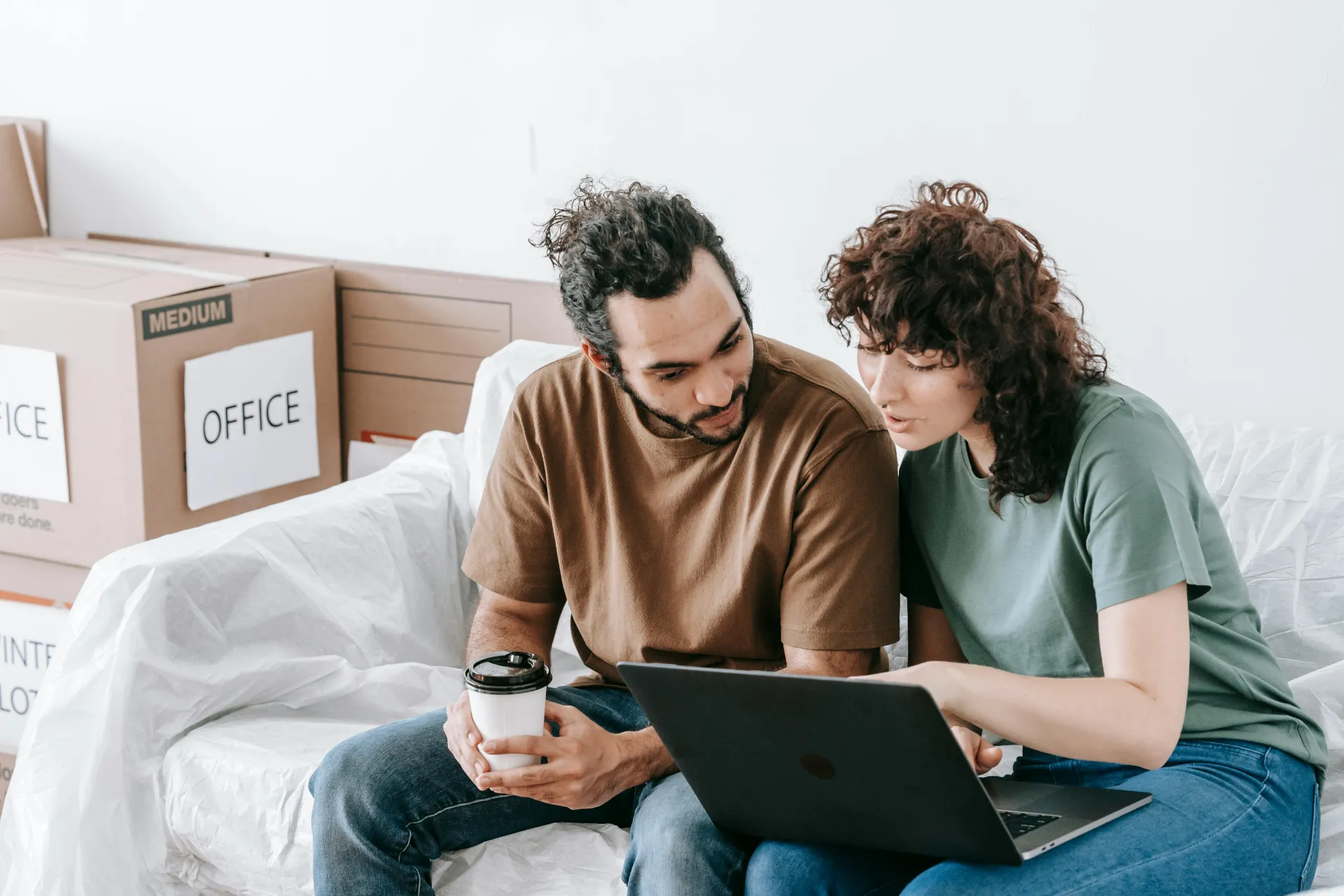 Couple engaging in a telehealth session